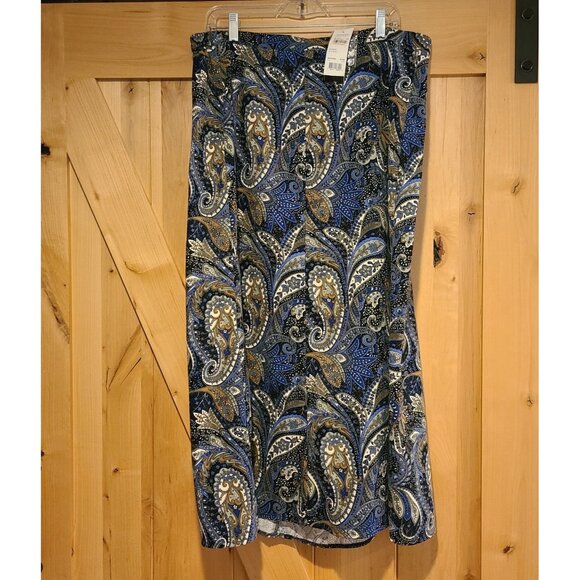 New! Vintage 90s Elementz Plus Size 2X Paisley a-line Maxi Skirt Blue - Picture 1 of 13